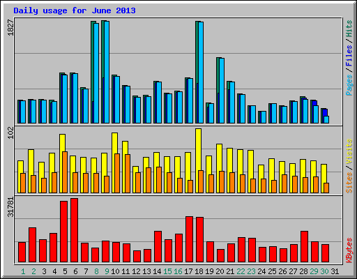 Daily usage for June 2013