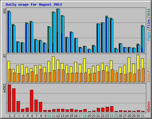 Daily usage for August 2013